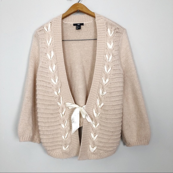 H&M Sweaters - Wool Satin Ribbon Cardigan H&M Cream Medium